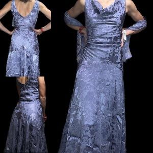 alex evenings maxi dress + shawl